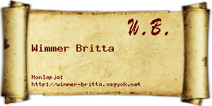 Wimmer Britta névjegykártya